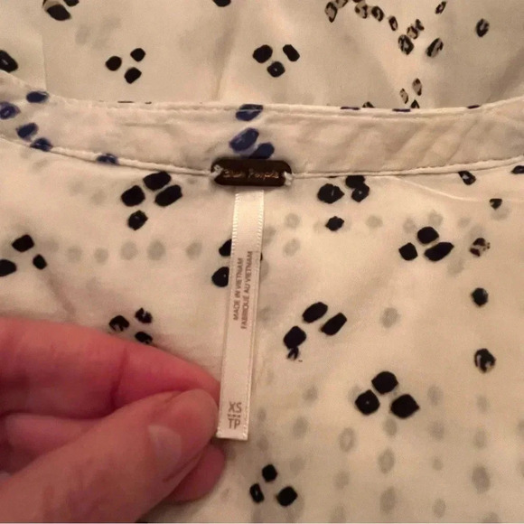 Free People Shibori Ivory Print Long Sleeve Button-Up Tunic Dress Womans Size XS - Picture 7 of 11